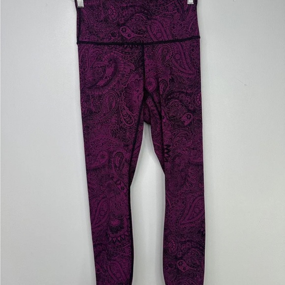Lululemon Purple Paisley Gym Leggings Size UK 10 / US 6 - Picture 2 of 7